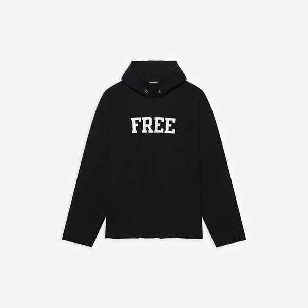 ★日本!!人気！◆バレンシアガ パーカー 偽物◆FREEロゴ入り フリース 黒 661711TKVD41070