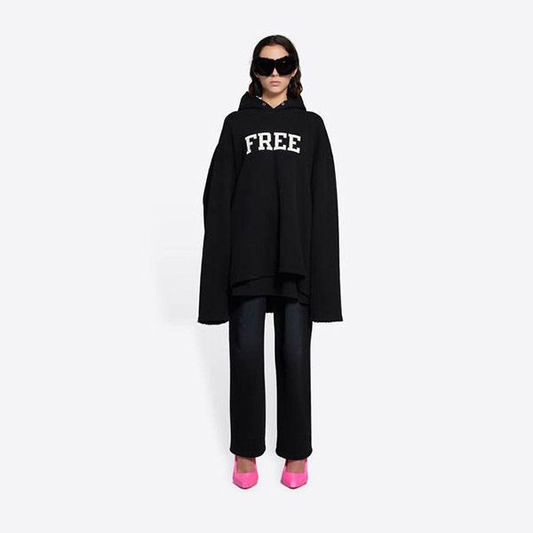 ★日本!!人気！◆バレンシアガ パーカー 偽物◆FREEロゴ入り フリース 黒 661711TKVD41070
