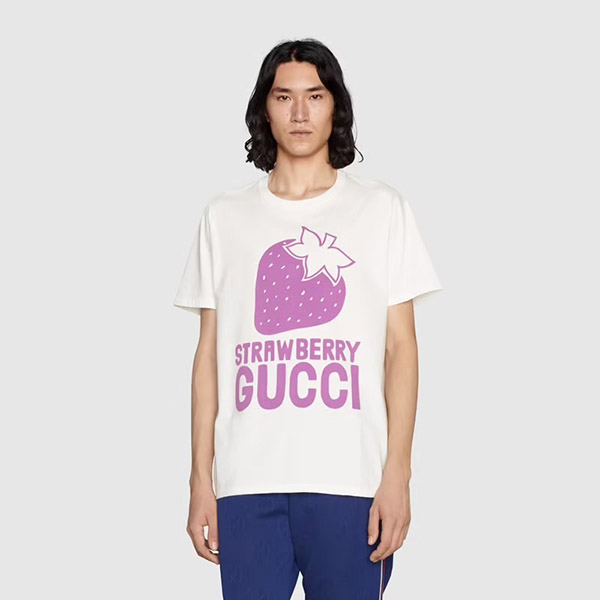 【グッチ】「ストロベリーグッチ 偽物」コットンTシャツ★送料込 548334XJDWG 9275