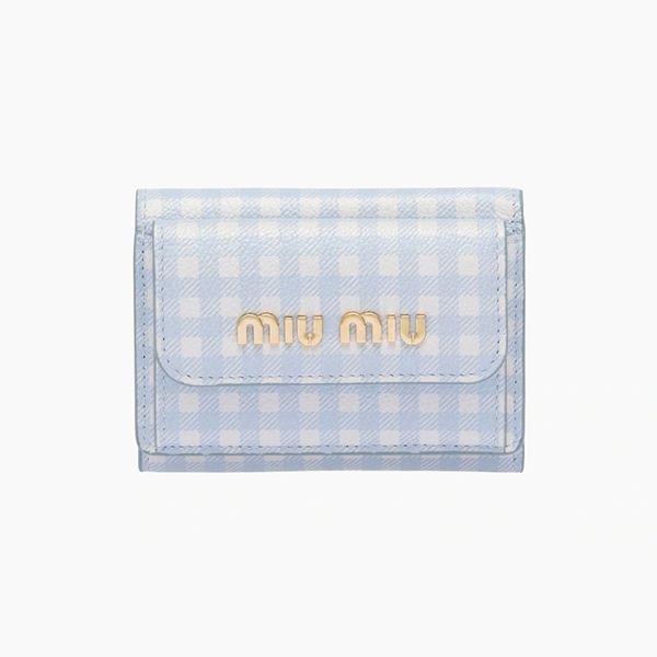 チェック柄が可愛い♪*ミュウミュウ コピー*プリントマドラスレザー ミニ財布 5MH021_54V_F0X24