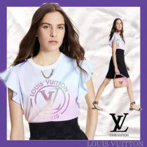 ★22SS人気ルイヴィトン コピー グラディエントLVサークルフラウンススリーブTシャツ1A9Y...