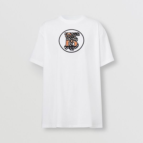 バーバリー 偽物 モノグラムモチーフ コットン オーバーサイズTシャツ 2色 80559071