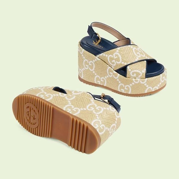 ☆グッチ プラットフォーム 厚底 サンダル 偽物 703791UWB809665