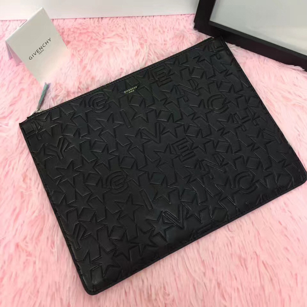 ジバンシィスーパーコピー GIVENCHY クラッチバッグ ゴールドロゴ・スターエンボス カーフ BLACK BK0607 2106 001