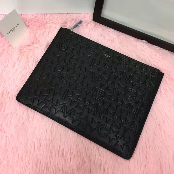 ジバンシィスーパーコピー GIVENCHY クラッチバッグ ゴールドロゴ・スターエンボス カーフ BLACK BK0607 2106 001