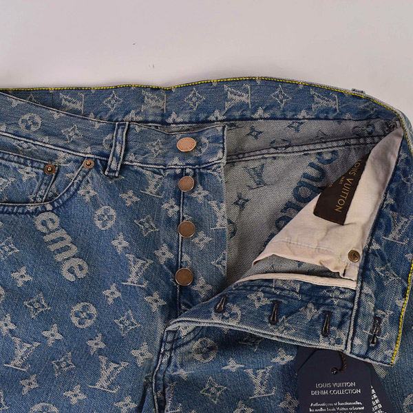 ルイヴィトン×シュプリーム コピー 17AW  × シュプリーム Jacquard Denim 5-Pocket Jeans デニムパンツ