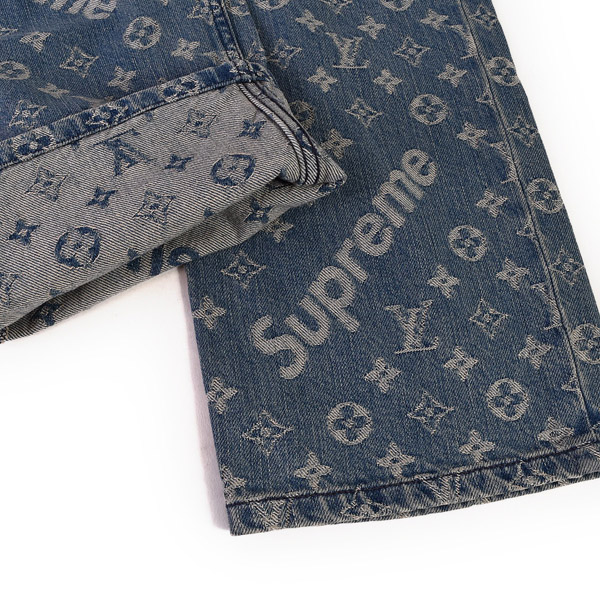 ルイヴィトン×シュプリーム コピー 17AW  × シュプリーム Jacquard Denim 5-Pocket Jeans デニムパンツ