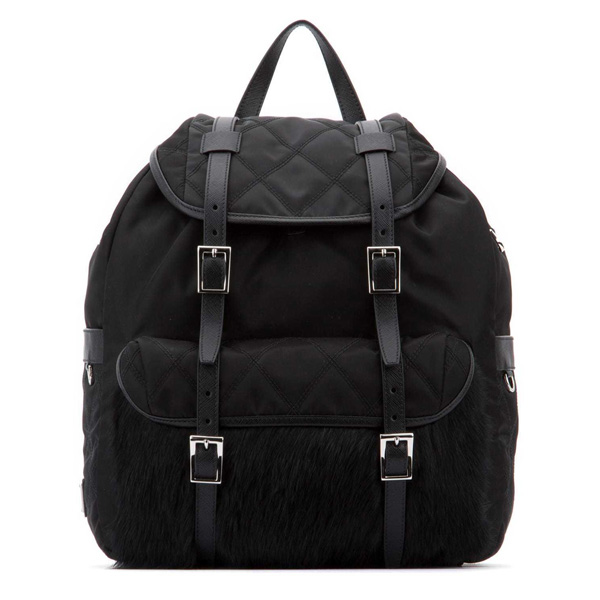 PRADA リュック ファブリック ファー プラダ うさぎ バックパック 1BZ016V0PI2BL9 スーパーコピー