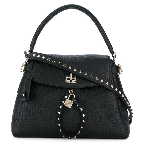  Rockstud シングルハンドル ブラック ヴァレンティノ バッグ スタッズ コピー