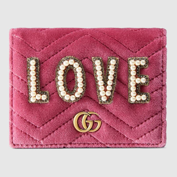 グッチ 財布 コピー グッチ LOVE GGマーモントエンブロイダリー ベルベットウォレット