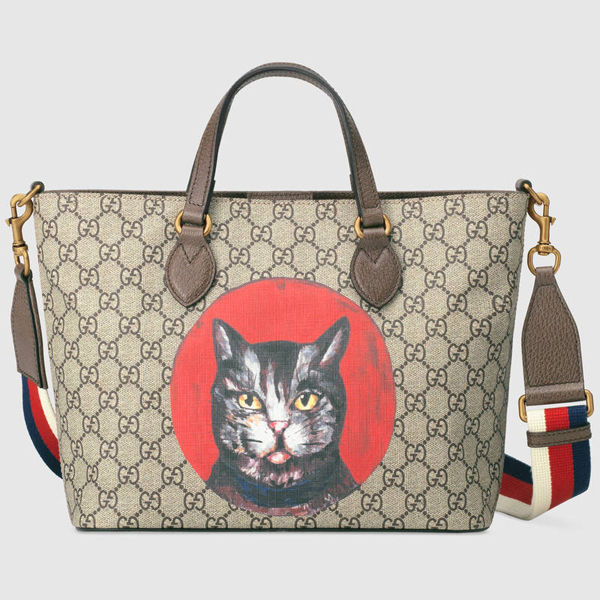 グッチ トート バッグ コピー シュプリーム ミスティックキャット トートバッグ GGスプリーム ネコ好きにはたまらないアイテム