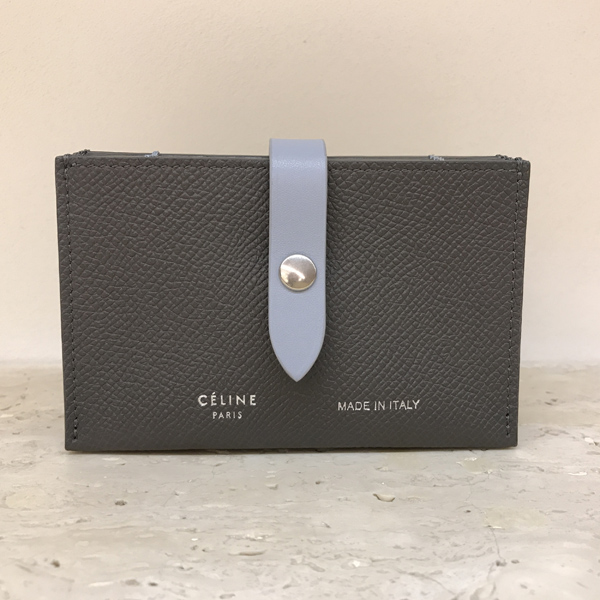 セリーヌ 財布コピー Accordeon 104323A15.10DU アコーディオンカードケース ストラップ Grey Blue
