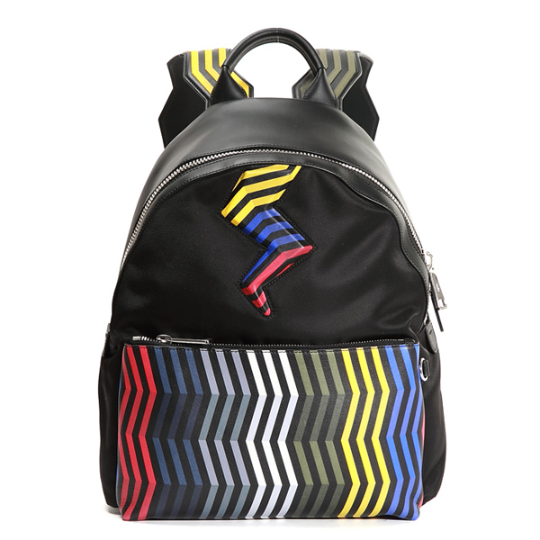 フェンディ リュック コピーフェンディ Striped プリント リュックサック VZ012 SHZ F0X93 稲妻モチーフ ユニセックス