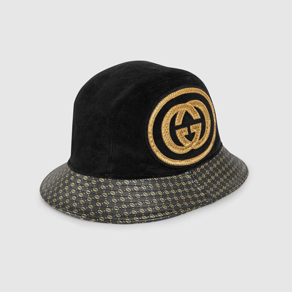 2025新作限定 グッチスーパーコピー キャップグッチ×DapperDan コラボ GGレザーハット ブラック