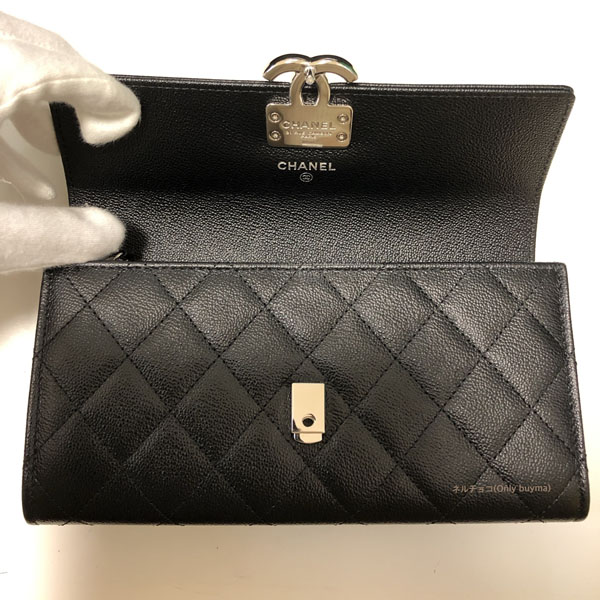 シャネルコピー大人気のキャビアスキン 大人でエレ女 Flap Wallet ブラック