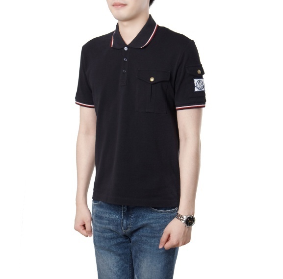 モンクレール コピー MONCLER GAMME BLEU ロゴパッチポケット付ポロシャツ ネイビー